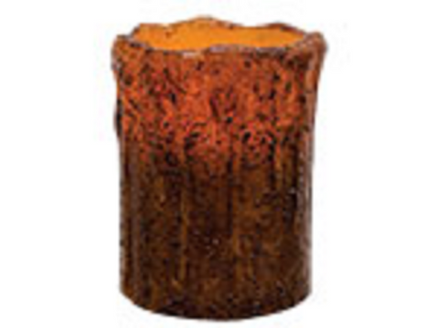 Battery Operated Grungy 4 Inch Remote Control Brown Pillar Candle
