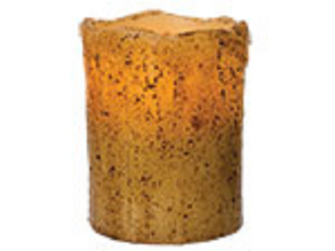 Battery Operated Grungy 4 Inch Remote Control Ivory Pillar Candle