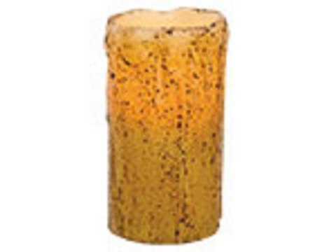 Battery Operated Grungy 6 Inch Ivory Remote Control Pillar Candle