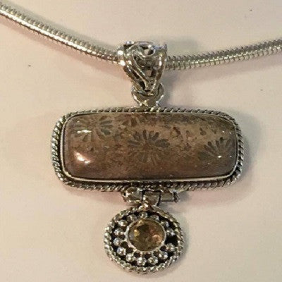 Cantley's Treasures Coralized Fossil Pendant Set In Sterling SilverSilver