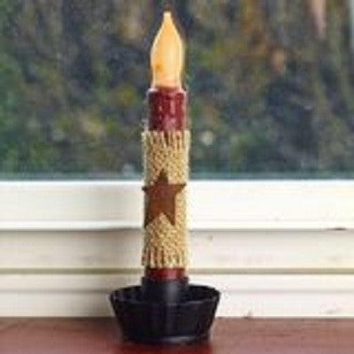 Six Inch Cranberry Burlap Timer Taper