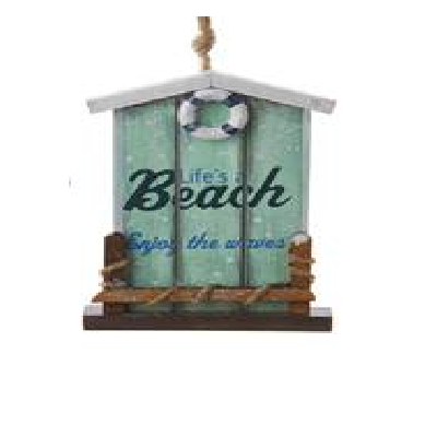 Kurt S. Adler Wooden Cottage with Life Ring Ornament