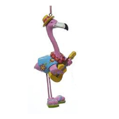 Kurt S. Adler Ukulele Playing Flamingo Ornament.