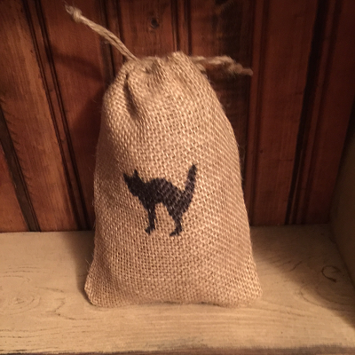 Scented Black Cat Burlap Sack