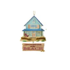 Blue Beach House With Dangle Ornament