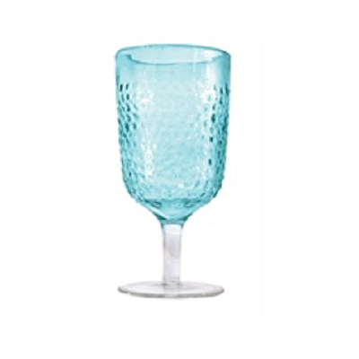 Hammered Aqua Wine Glass