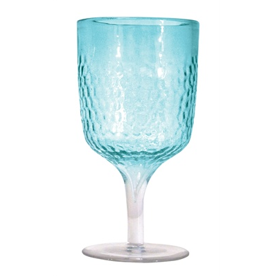 Hammered Aqua Wine Goblet