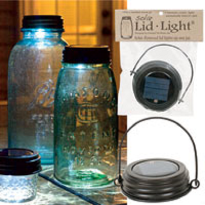 Hanging Solar Mason Jar Lid Light with Rustic Brown Lid