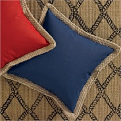 Jute Trim 18 Inch Pillow Cover ~ Blue