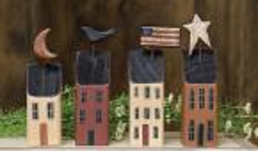 Set of Four Primitive Houses