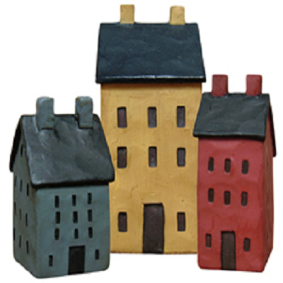 Set of Three Mini Resin Houses