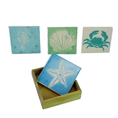 Sealife Coaster Set With Holder