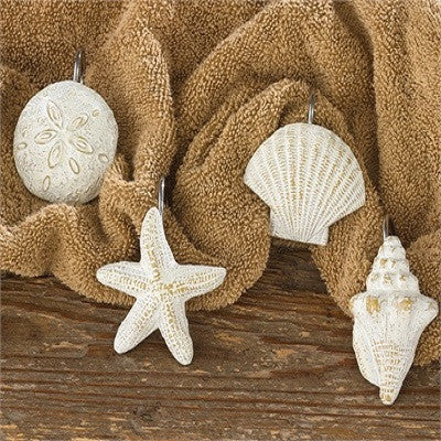 Set of 12 Resin Shells Shower Curtain Hooks