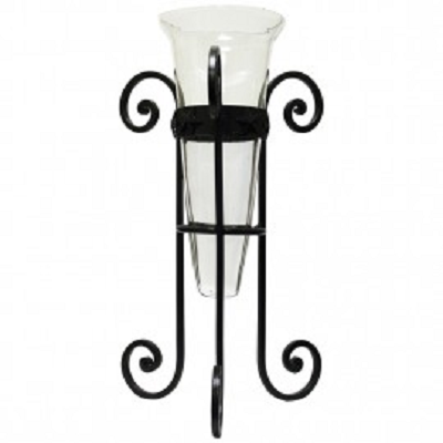 Black Small Glass Vase & Stand