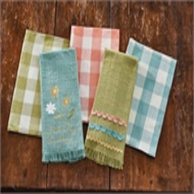 St Maartens Jacquard Check Dish Towels ( Aloe, Coral & Sea)