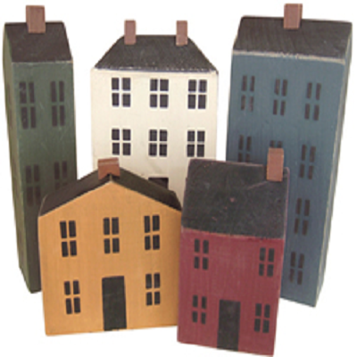 Wooden Primitve House Shelf Sitters
